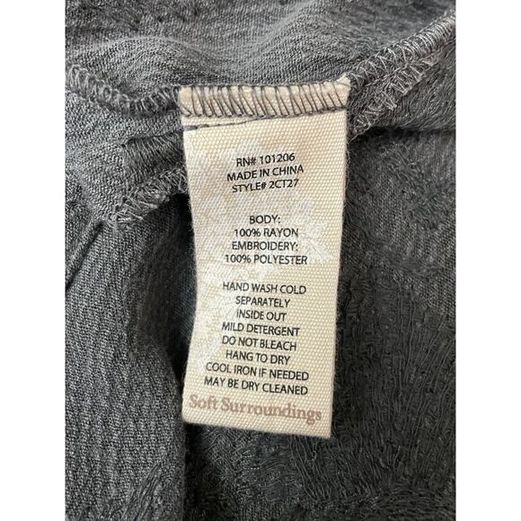 Soft Surroundings Size Large Gray Asymmetric Front Hem Embroidered Tunic - Picture 9 of 10
